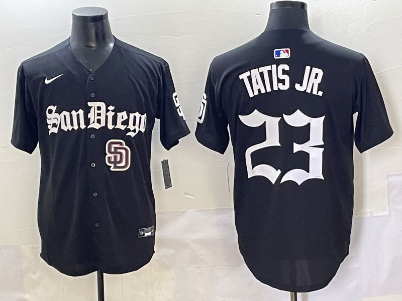 Men 2025 San Diego Padres #23 Tatis jr Black Five generations Joint Name Nike MLB Jersey style 14